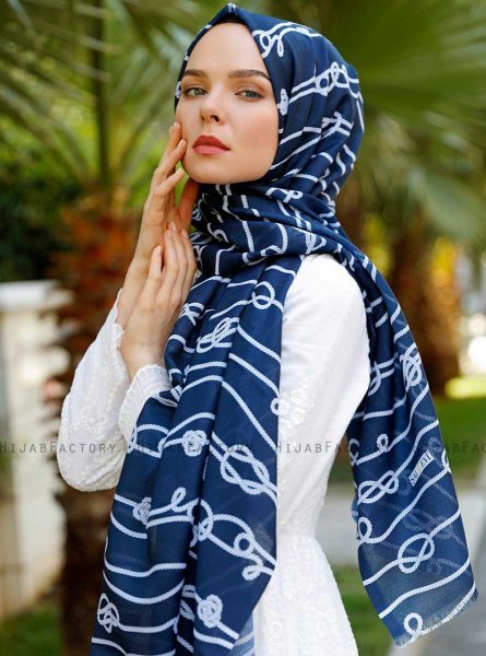 Najila - Marineblauw Gevormde Hijab - Sal Evi