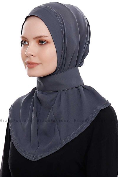 Narin - Anthracite Praktisch One Piece Crepe Hijab
