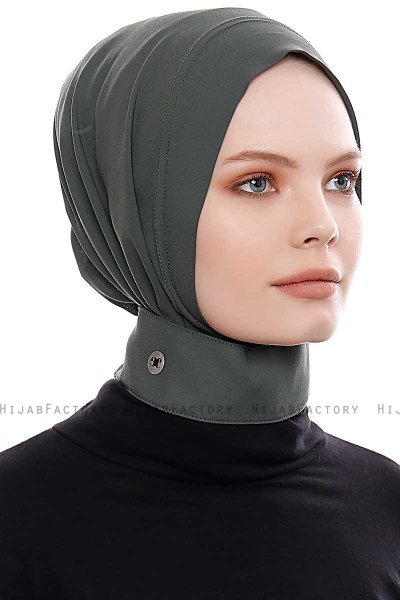 Narin - Khaki Praktisch One Piece Crepe Hijab