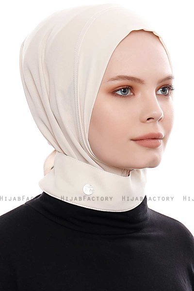 Narin - Licht Beige Praktisch One Piece Crepe Hijab