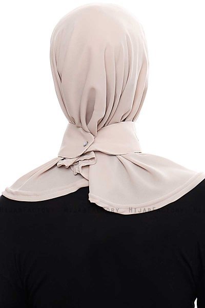 Narin - Licht Taupe Praktisch One Piece Crepe Hijab