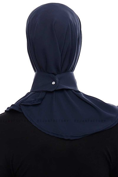 Narin - Marineblauw Praktisch One Piece Crepe Hijab