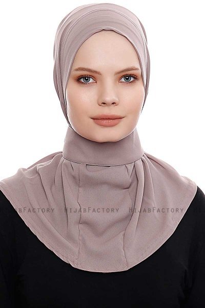 Narin - Donker Taupe Praktisch One Piece Crepe Hijab