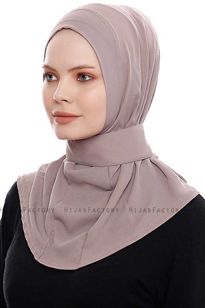 Narin - Donker Taupe Praktisch One Piece Crepe Hijab