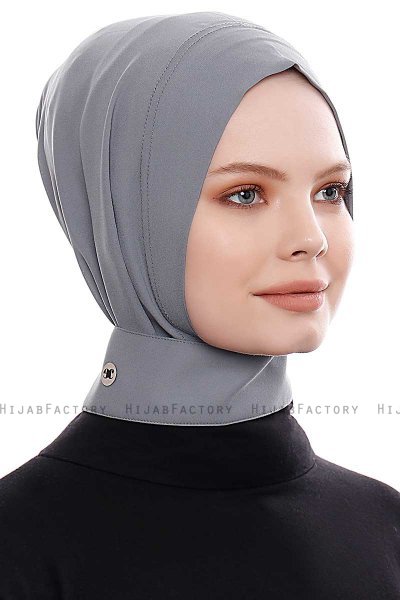 Narin - Donker Grijs Praktisch One Piece Crepe Hijab