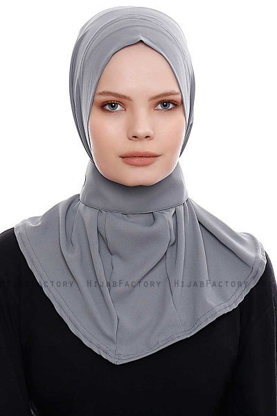 Narin - Donker Grijs Praktisch One Piece Crepe Hijab