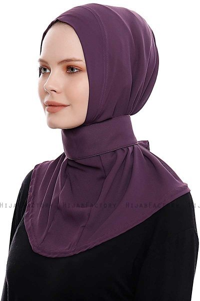 Narin - Donkerpaars Praktisch One Piece Crepe Hijab