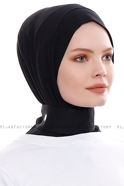 Narin - Zwart Praktisch One Piece Crepe Hijab