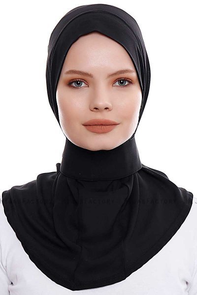 Narin - Zwart Praktisch One Piece Crepe Hijab