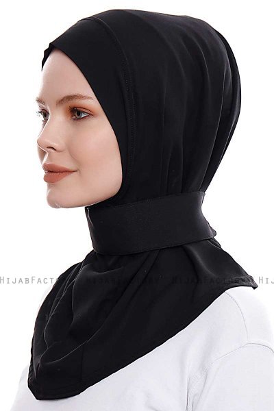 Narin - Zwart Praktisch One Piece Crepe Hijab