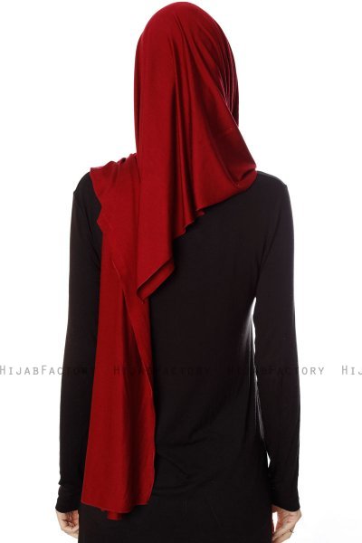 Naz - Bordeaux & Creme Praktisch One Piece Hijab - Ecardin