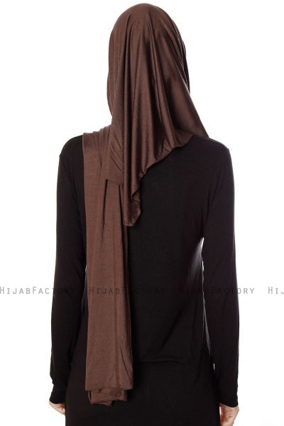 Naz - Bruin & Licht Taupe Praktisch One Piece Hijab - Ecardin