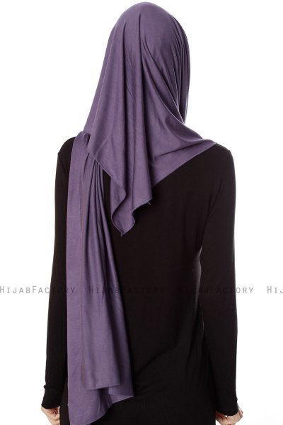 Naz - Purper & Steen Grijs Praktisch One Piece Hijab - Ecardin