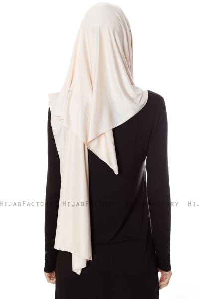 Naz - Licht Beige & Creme Praktisch One Piece Hijab - Ecardin
