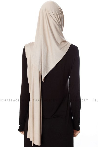 Naz - Licht Taupe & Licht Beige Praktisch One Piece Hijab - Ecardin