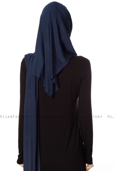 Naz - Marineblauw & Lichtblauw Praktisch One Piece Hijab - Ecardin