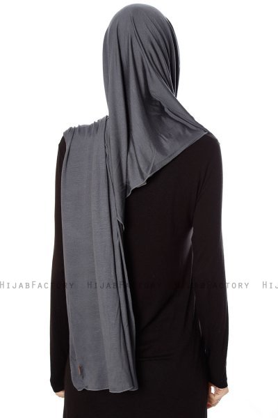 Naz - Donker Grijs & Lichtgrijs Praktisch One Piece Hijab - Ecardin