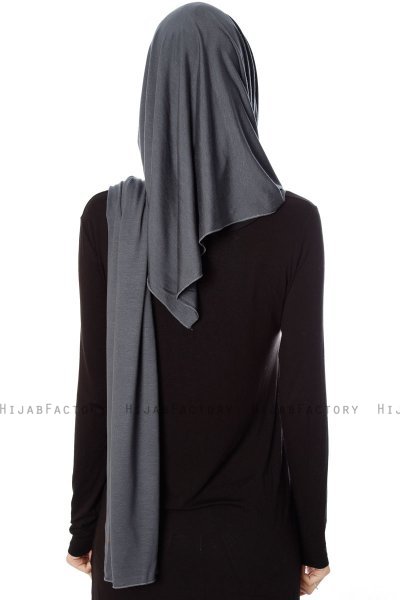 Naz - Donker Grijs & Zwart Praktisch One Piece Hijab - Ecardin