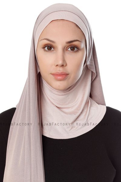 Naz - Steen Grijs & Oudroze Praktisch One Piece Hijab - Ecardin