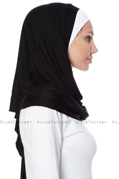 Naz - Zwart & Wit Praktisch One Piece Hijab - Ecardin