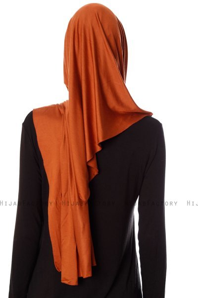 Naz - Baksteenrood & Licht Beige Praktisch One Piece Hijab - Ecardin