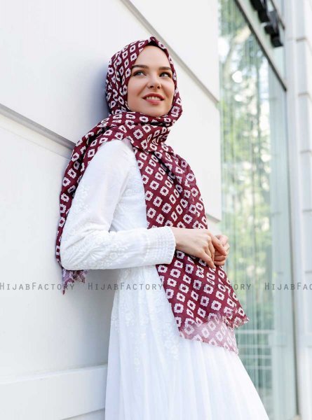 Nesrin - Bordeaux Gevormde hijab - Sal Evi