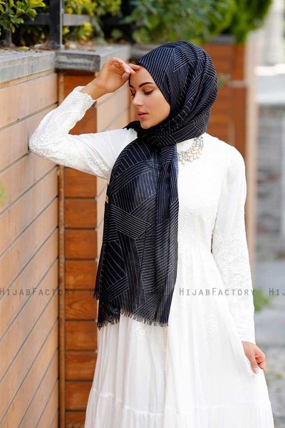 Nija - Zwart Gevormde Hijab - Sal Evi