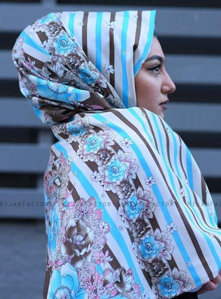 Niusha - Taupe Gedessineerde Voile Hijab