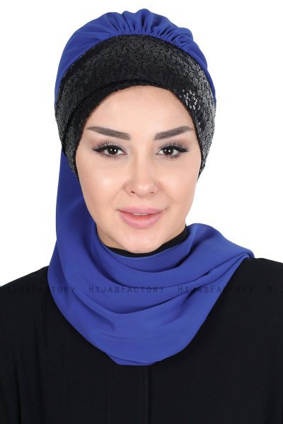 Olga - Blauw & Zwart Praktisch Hijab