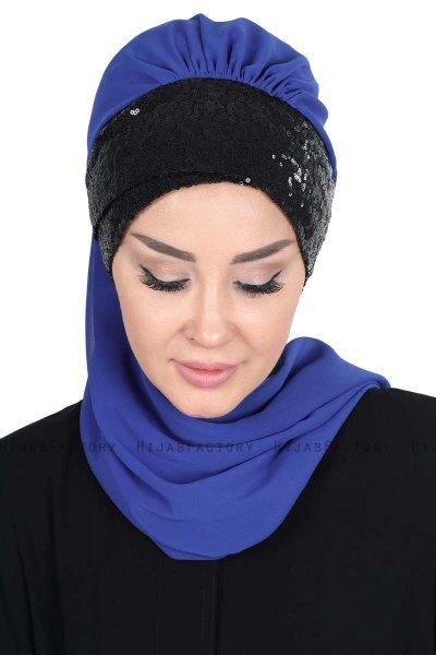 Olga - Blauw & Zwart Praktisch Hijab