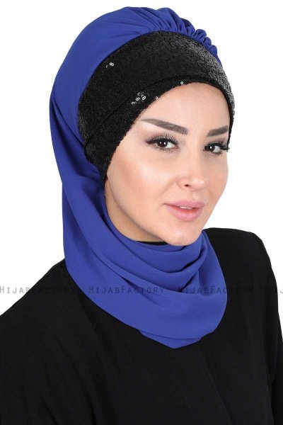 Olga - Blauw & Zwart Praktisch Hijab