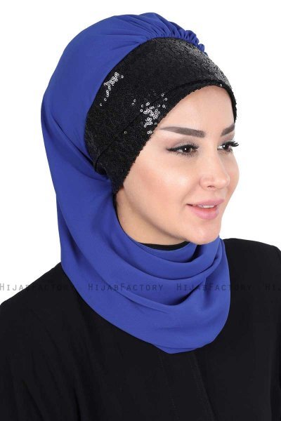 Olga - Blauw & Zwart Praktisch Hijab