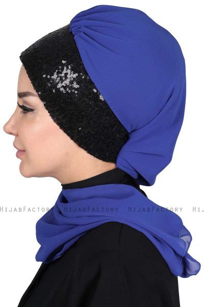 Olga - Blauw & Zwart Praktisch Hijab
