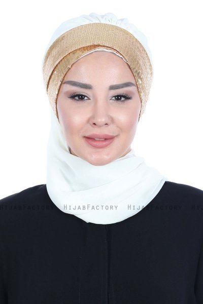 Olga - Creme & Goud Praktisch Hijab