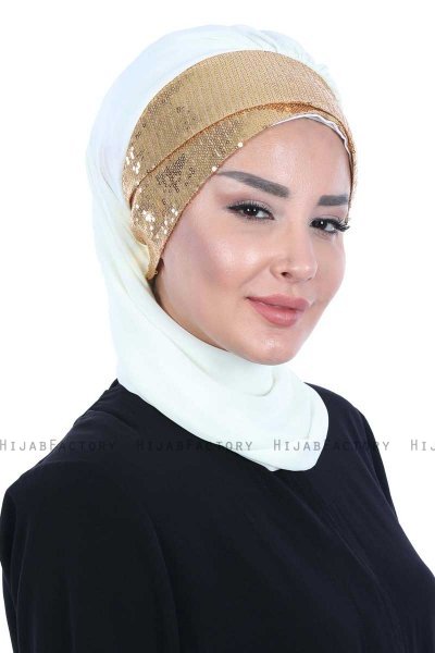 Olga - Creme & Goud Praktisch Hijab