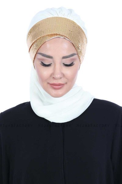 Olga - Creme & Goud Praktisch Hijab