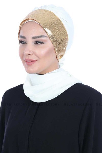 Olga - Creme & Goud Praktisch Hijab