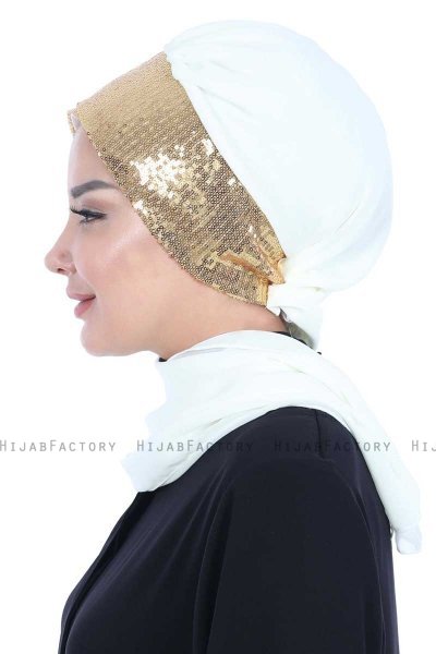 Olga - Creme & Goud Praktisch Hijab
