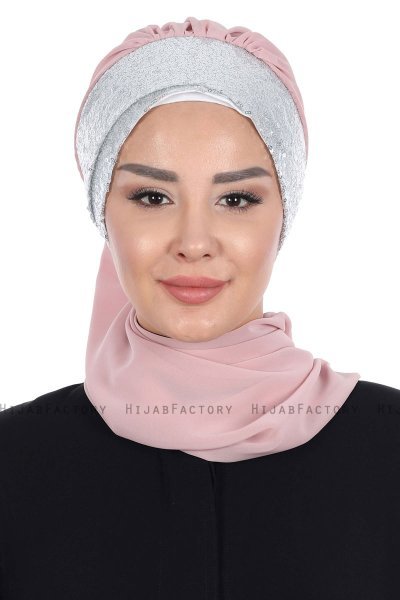 Olga - Oudroze & Zilver Praktisch Hijab