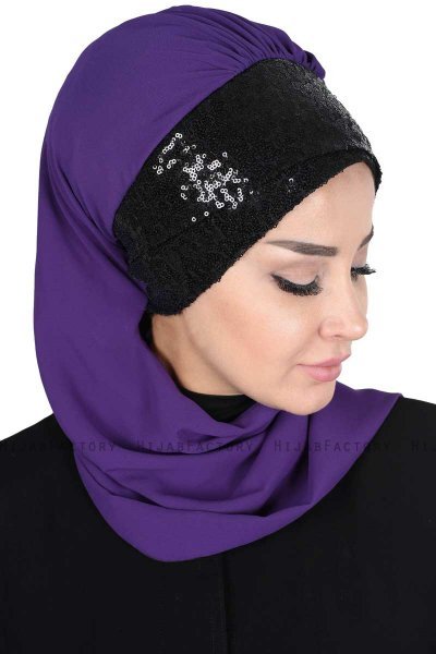 Olga - Purper & Zwart Praktisch Hijab