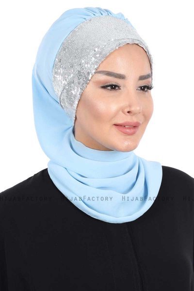 Olga - Lichtblauw & Zilver Praktisch Hijab