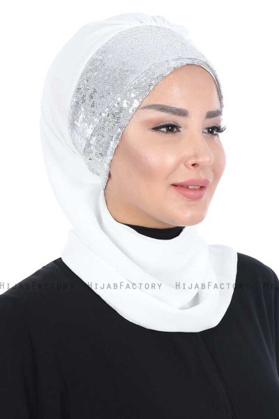 Olga - Offwhite & Zilver Praktisch Hijab