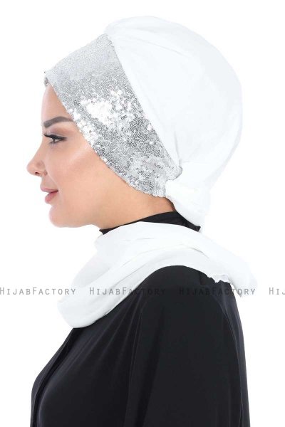 Olga - Offwhite & Zilver Praktisch Hijab
