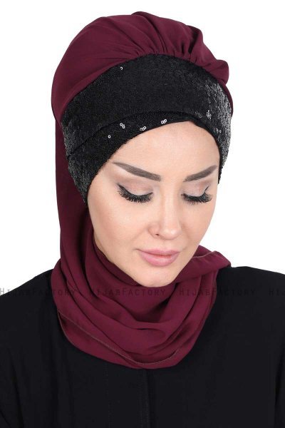 Olga - Pruim & Zwart Praktisch Hijab