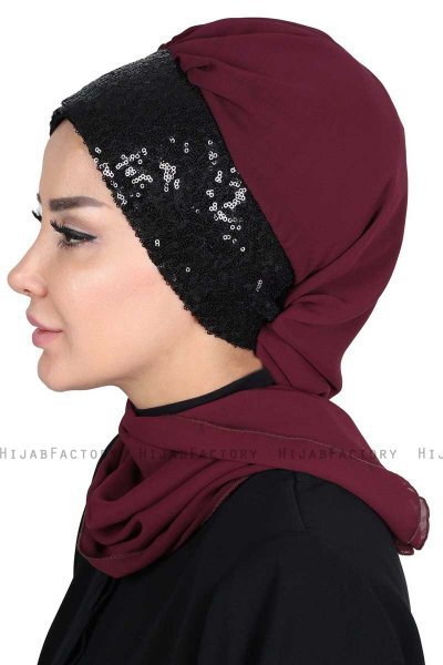Olga - Pruim & Zwart Praktisch Hijab