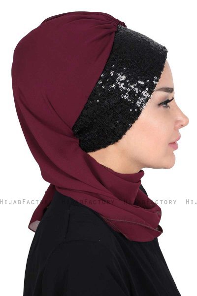Olga - Pruim & Zwart Praktisch Hijab
