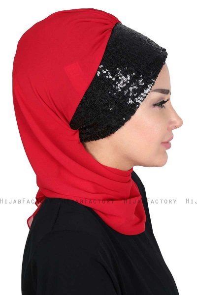 Olga - Rood & Zwart Praktisch Hijab