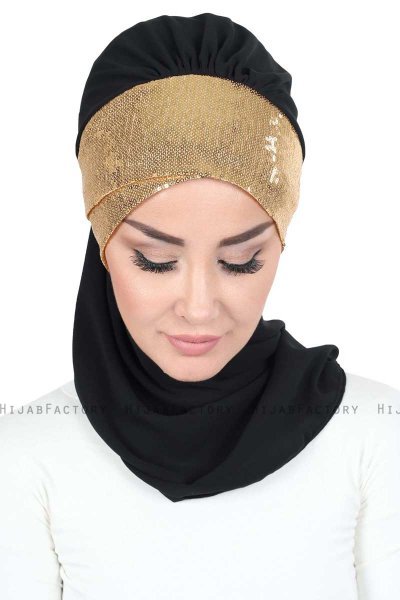 Olga - Zwart & Goud Praktisch Hijab