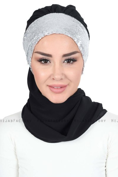 Olga - Zwart & Zilver Praktisch Hijab