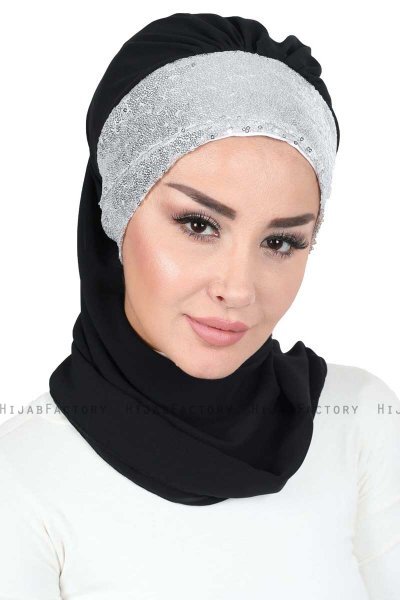 Olga - Zwart & Zilver Praktisch Hijab